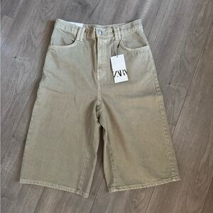 Zara Denim Mid Rise Bermuda Shorts